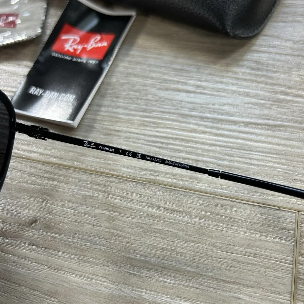 Ray-Ban RB 3708 002/K8 Sunglasses Black Polarized Chromance Glass 59mm with Case